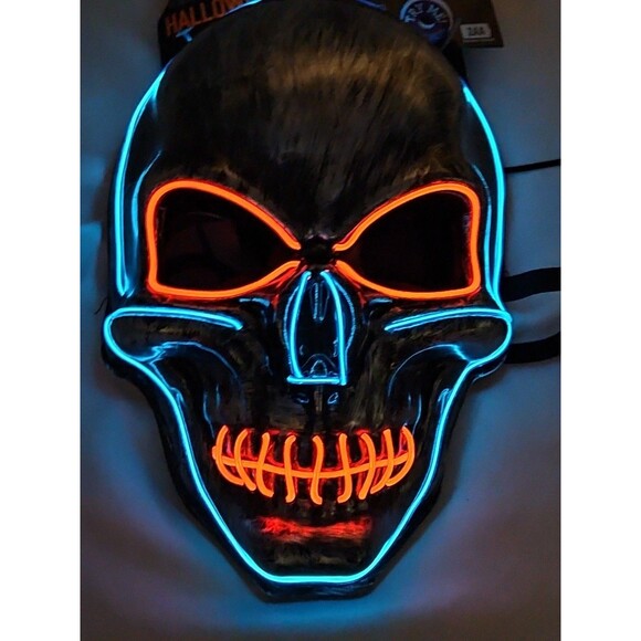 LED Skull Purge Mask Light Up Costume Rave Cosplay Party 3 Modes Halloween - Picture 1 of 10